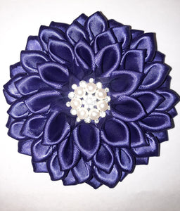 FULenQnu Fabric Rose Brooch Pin Flower Floral Brooch Pin for Women and Men,  Wedding, Bridal, Party, Engagement, Dress and Scarf (Navy Blue F) 